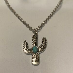 Silver Cactus Pendant Necklace